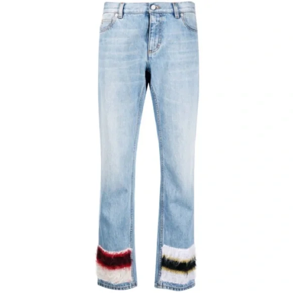 NWOT Marni Mohair Stripe Cropped Straight-Leg Denim Trousers size 4